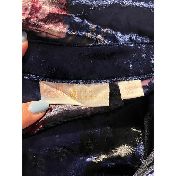 Belle by Kim Gravel Crushed Velvet Floral Button-Up Top – Size Large - Picture 9 of 10